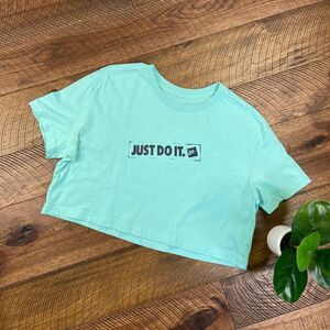 NIKE m BLUE STAMPED logo crop top blue